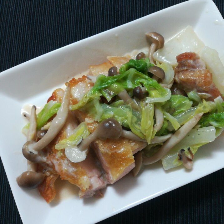 鶏肉の白菜しめじクリーム煮のせ